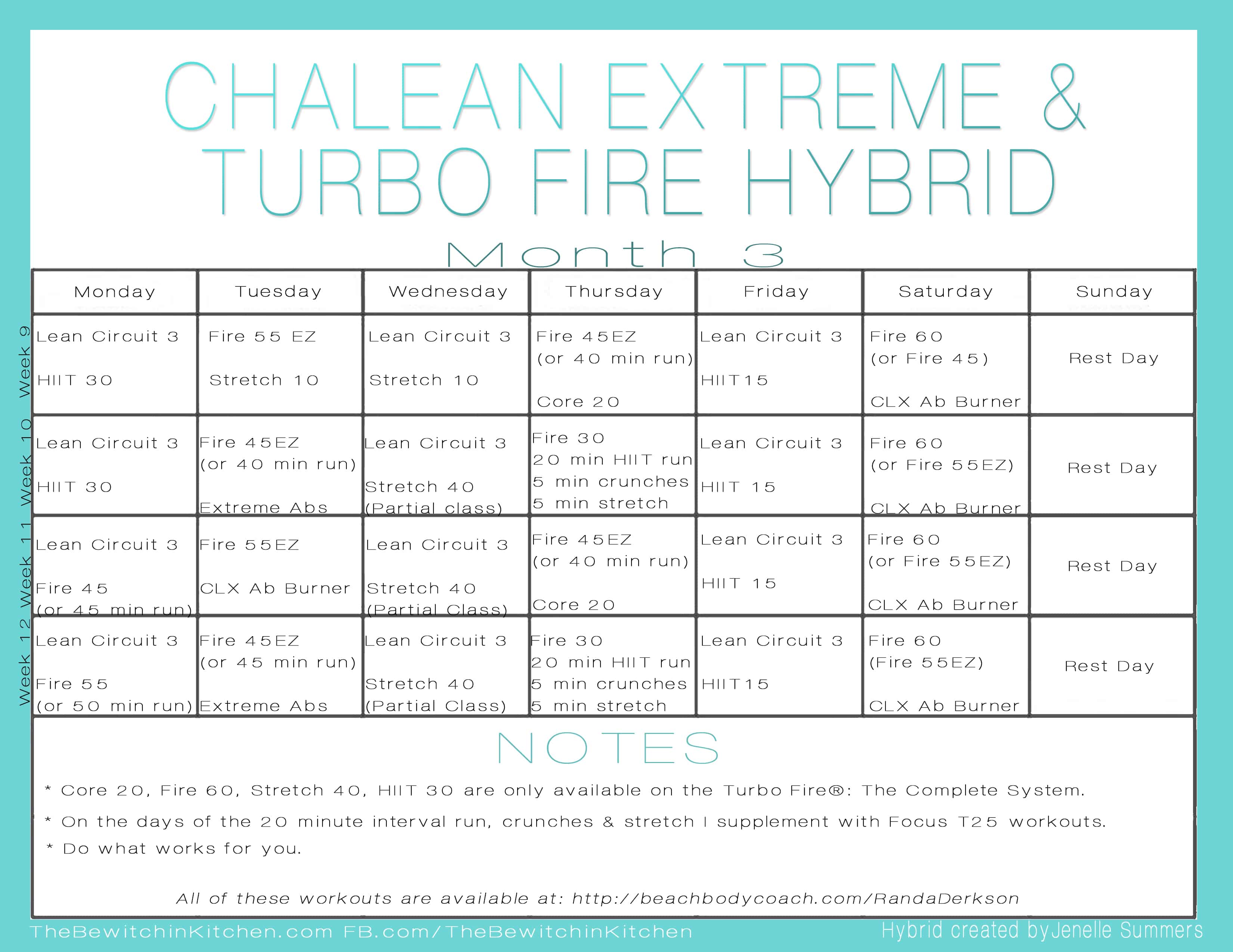 Turbo Fire ChaLEAN Extreme Hybrid Schedule By Jenelle
