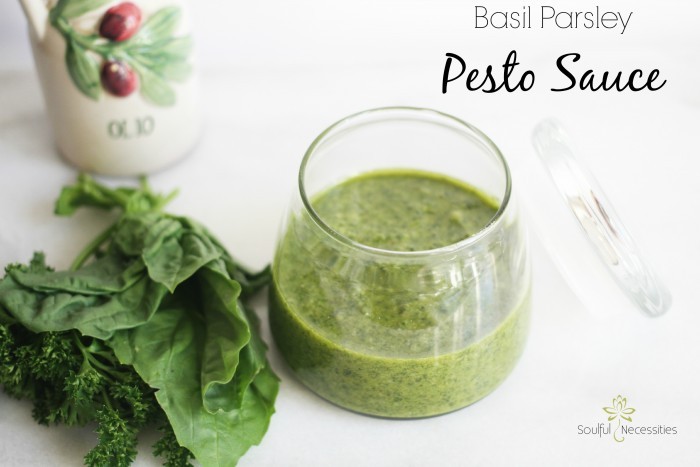 Basil Parsley Pesto Sauce Featured on The Bewitchin' Kitchen