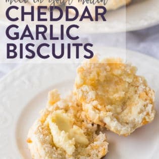 Melt in your mouth cheddar garlic biscuits. Buttery biscuits with garlic make this the perfect side dish for soup on cool fall days.