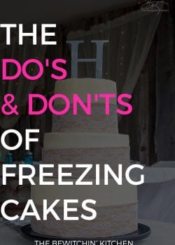 The Do's and Don'ts of Freezing Cakes with a three tier wedding cake in the background