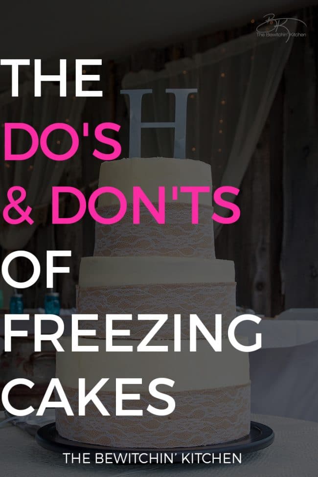 The Do's and Don'ts of Freezing Cakes with a three tier wedding cake in the background