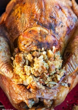 turkey stuffed with homemade stuffing