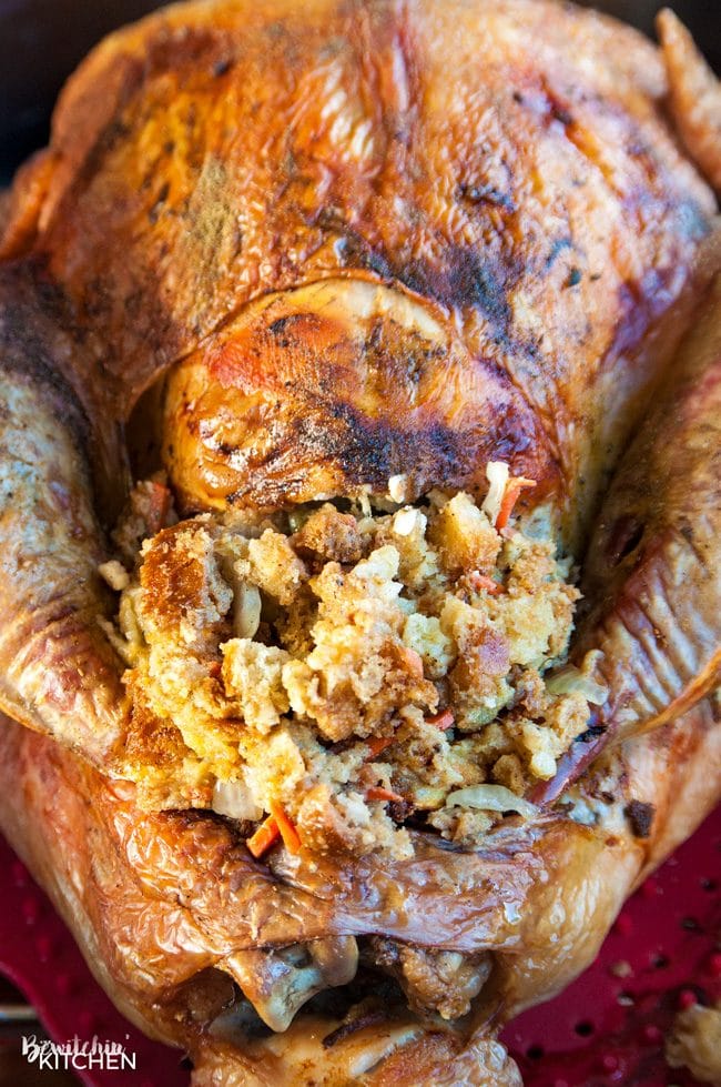 turkey stuffed with homemade stuffing