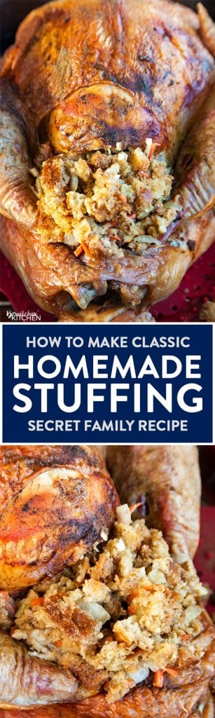 Homemade Stuffing Recipe - how to make stuffing for turkey. This is my family's secret stuffing recipe. It's a classic at Thanksgiving, Christmas and Easter.