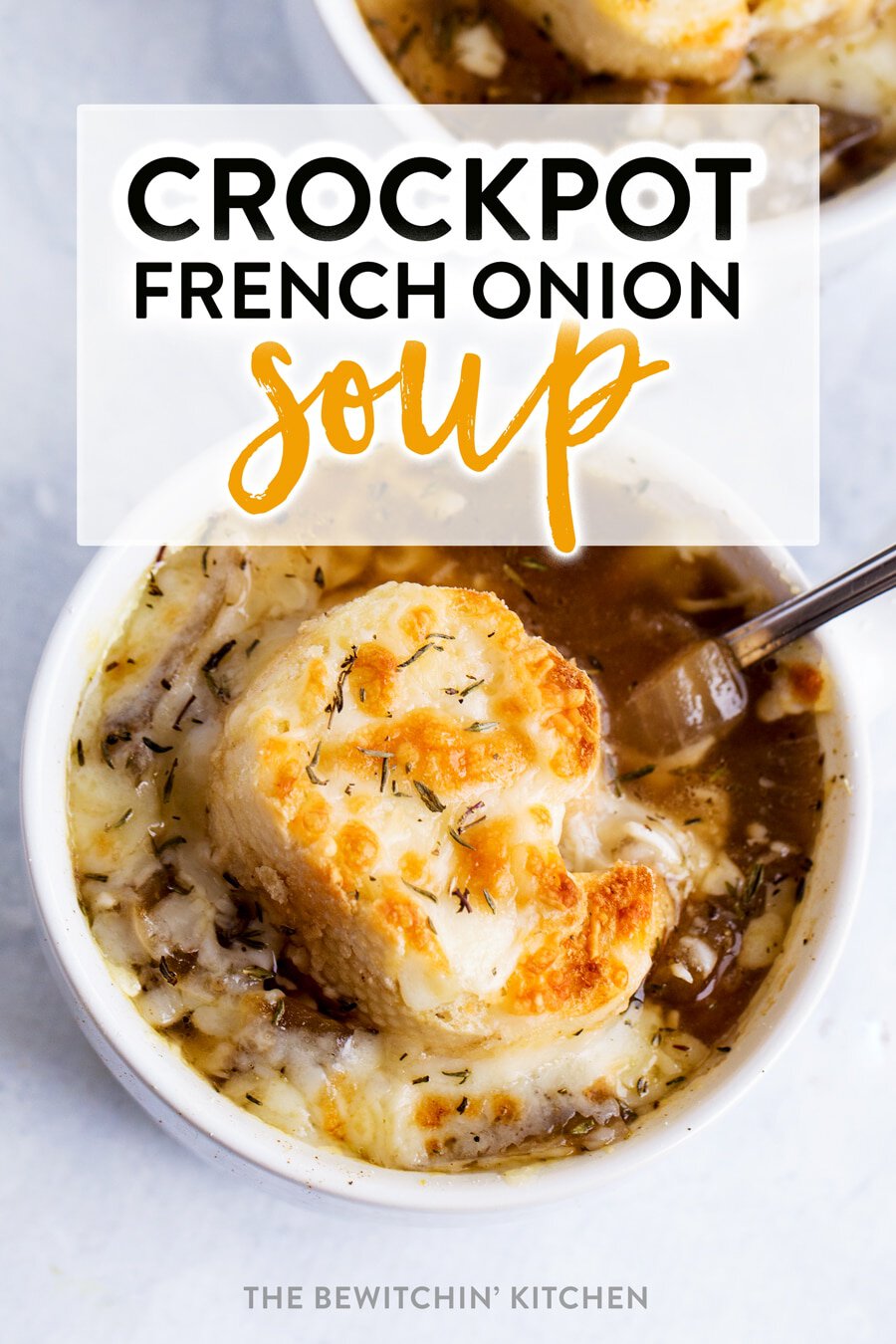 Crock Pot French Onion Soup {with White Beans} - The Busy Baker