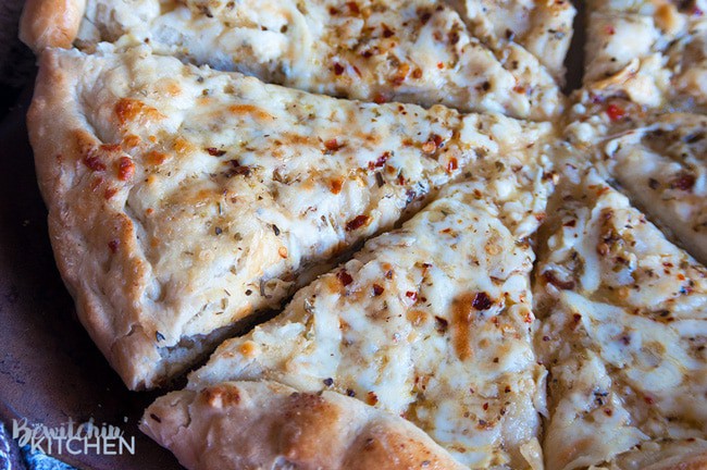 A close up of Zesty Pizza Bread.