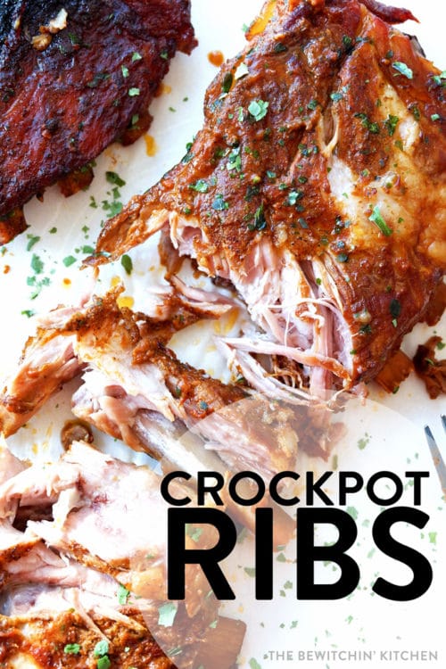 Shredded crock pot ribs that are falling off the bone.