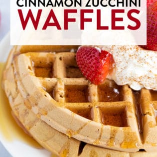 Angle shot of fluffy waffles made with cinnamon and zucchini.