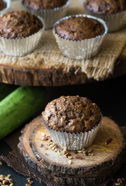 Chocolate muffins with pecans