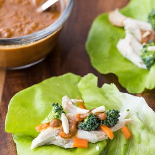 Thai Chicken Lettuce Wraps - this clean eating lettuce wraps recipe are vegan, Whole30, and paleo. It's one of my family's favorite healthy dinner recipes.