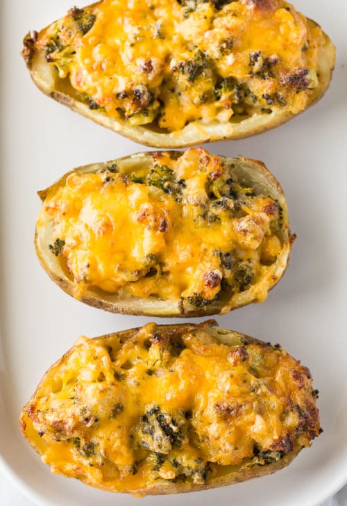 Broccoli ranch twice baked potatoes - this stuffed potato recipe is a twist on a classic recipe. Serve these at your next bbq or grill out!