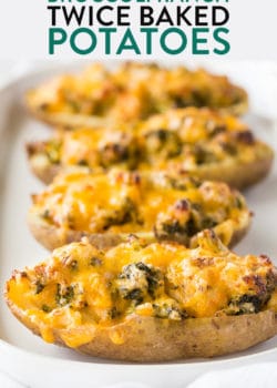 Broccoli ranch twice baked potatoes - this stuffed potato recipe is a twist on a classic recipe. Serve these at your next bbq or grill out!