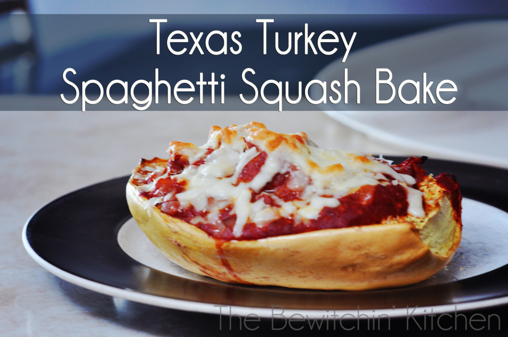 Texas Turkey Spaghetti Squash Bake. This gluten free and paleo recipe is not only a healthy dinner idea but it's delicious and man approved. Spaghetti squash recipes are a great way to sneak in some extra vegetables for your family. | The Bewitchin' Kitchen