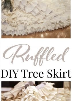DIY Ruffled Christmas Tree Skirt . This DIY tree skirt is an easy Christmas craft: no sew and it looks beautiful!