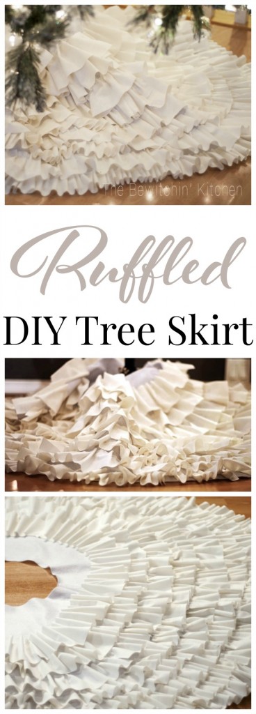 DIY Ruffled Christmas Tree Skirt . This DIY tree skirt is an easy Christmas craft: no sew and it looks beautiful!