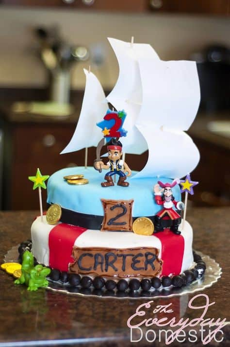 Jake and The Neverland Pirates Birthday Cake for toddler boys cake ideas from The Bewitchin' Kitchen