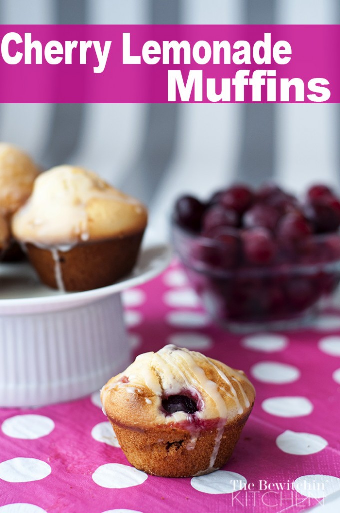 Cherry Lemonade Muffins - Cherry Muffins with a super yummy lemon glaze. I never thought muffins could be a dessert until now. Awesome recipe! | The Bewitchin Kitchen