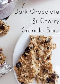 Dark Chocolate and Cherry Granola Bars - this homemade granola bar recipe is full of wholesome ingredients. It's gluten free and is a toddler approved snack. | The Bewitchin' Kitchen