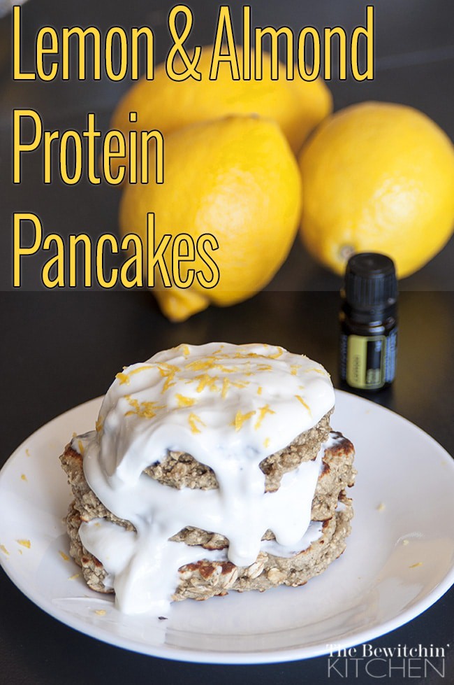 Lemon Almond Protein Pancakes - Healthy, gluten free packed with protein. The Bewitchin' Kitchen