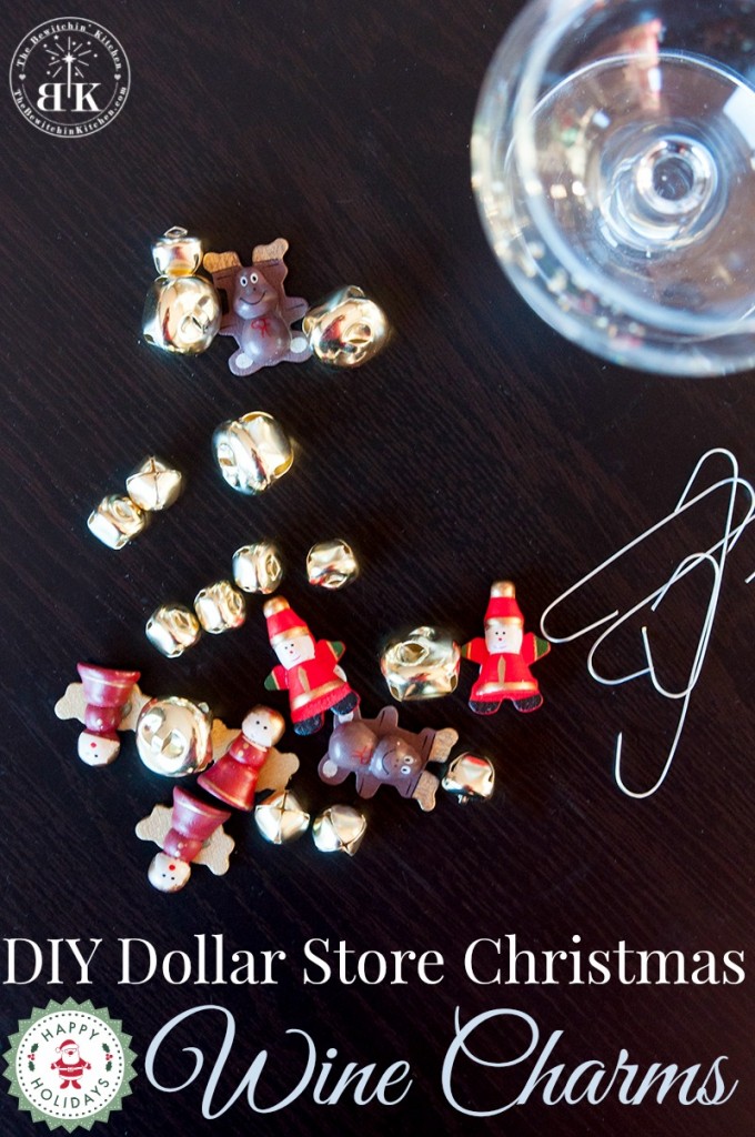 DIY Dollar Store Christmas Craft Wine Charms. These are easy and so cute!