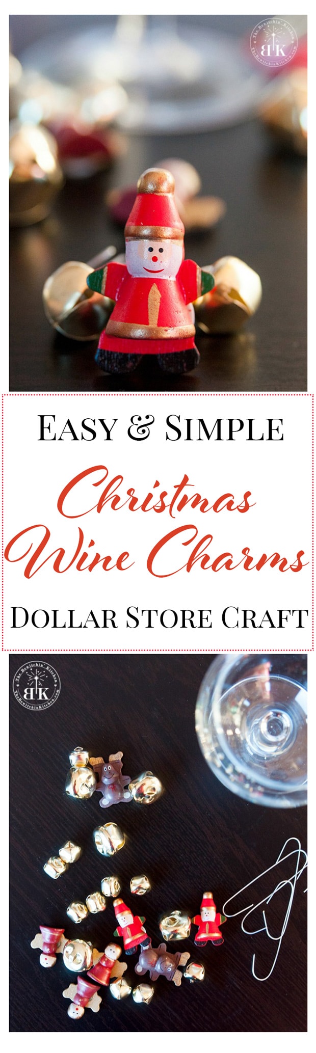 Easy DIY Wine Charms - this Christmas craft is very easy and cheap to do. Everything you need is from the dollar store. I love dollar store crafts!