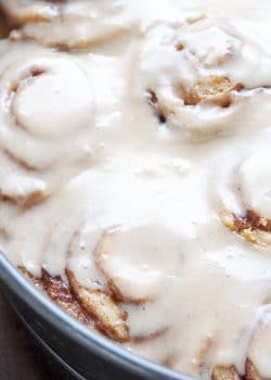 Ooey gooey Cinnamon rolls with a maple butter glaze