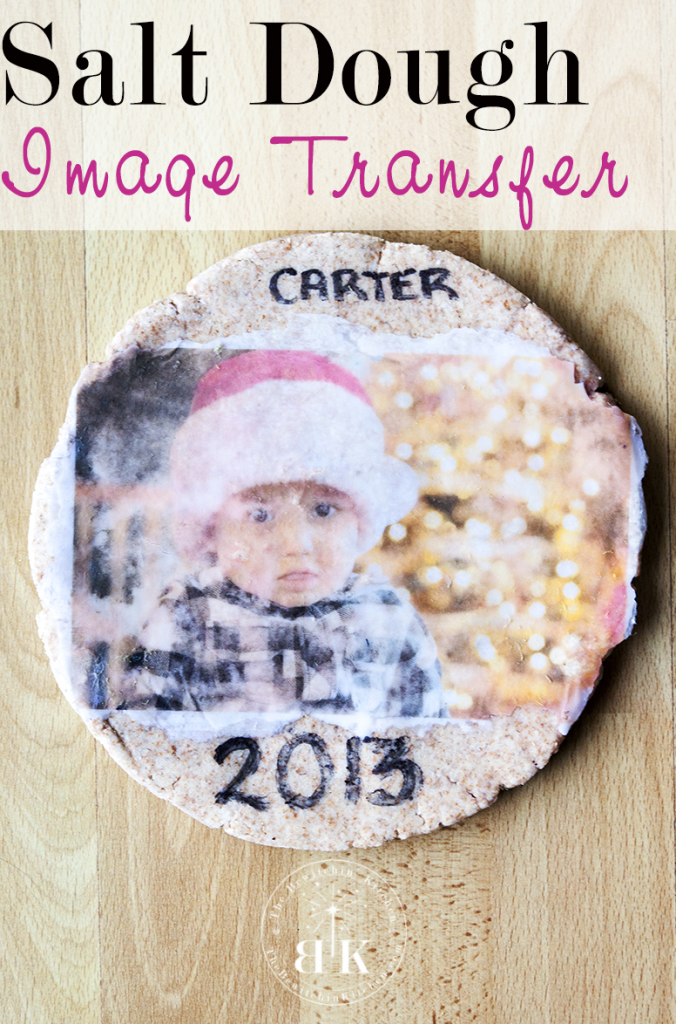 Salt Dough Craft using Image Transfer Medium. A great gift for parents and grandparents. Super easy Christmas craft