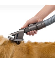 Dyson DC78 Groom Tool. The Dyson's groom tool acts as a brush and a vacuum. The Dyson groom tool removes hair directly from your dog – before it’s shed around the home. Collected hair is then sucked straight into the vacuum.