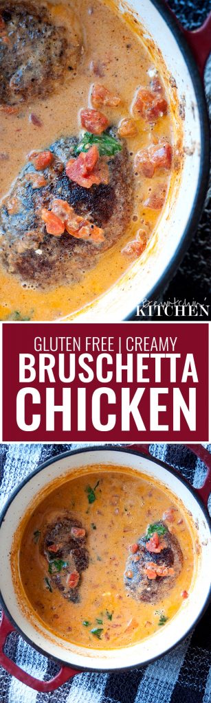 This recipe for creamy bruschetta chicken is so good, and the use of almond flour makes it gluten free! Definitely make this for dinner tonight or add it to your meal plan.