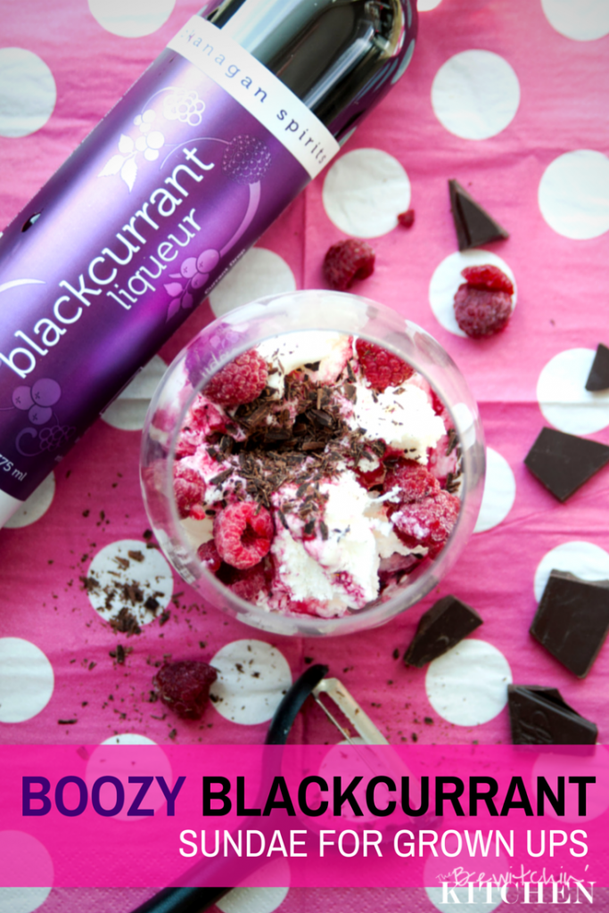 Boozy Blackcurrant Sundae (the sundae for grown ups). Easy dessert recipe and perfect for summer. Find more summer recipes at The Bewitchin’ Kitchen.