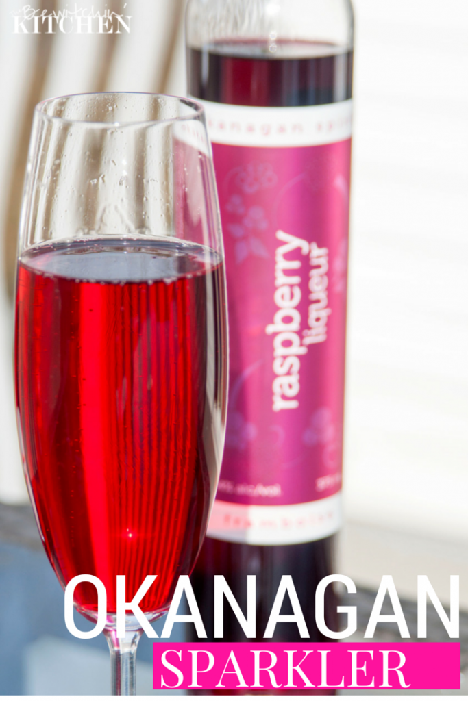 Okanagan Sparkler - a two ingredient drink recipe that’s perfect for sitting out on the patio this summer. Great bridal shower cocktail too! More boozy summer recipes at The Bewitchin’ Kitchen.