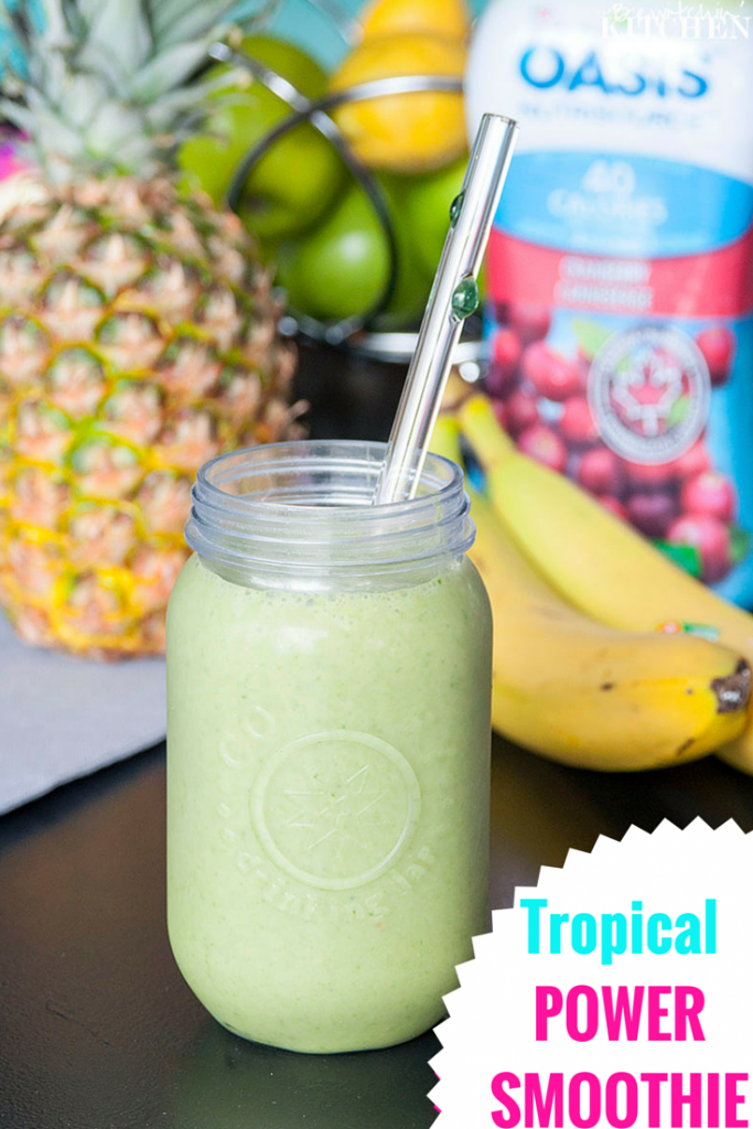 Tropical Power Smoothie - don’t let the green fool you. This power smoothie is loaded with antioxidants, vitamins and protein PLUS it tastes like a tropical vacation. | The Bewitchin’ Kitchen