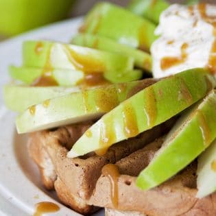 Caramel Apple Waffles. This waffle recipe is egg free (it has applesauce instead). Super yummy! | The Bewitchin' Kitchen