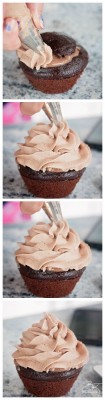 The PMS Buster - Chocolate Peanut Butter Filled Cupcakes with the world's best buttercream recipe: Chocolate Peanut Butter Frosting. Must try dessert recipe!