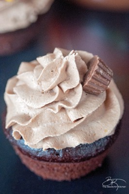 Peanut Butter Cup Buttercream! This is the best buttercream frosting recipe. Delicious on chocolate cupcakes.