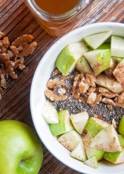 Apple Cinnamon Yogurt Bowl - a healthy snack that's delicious and on point with nutrition. Healthy snack ideas don't have to be hard, this apple recipe is high in fiber (11g) and protein! A healthy dessert that will please your sweet tooth.