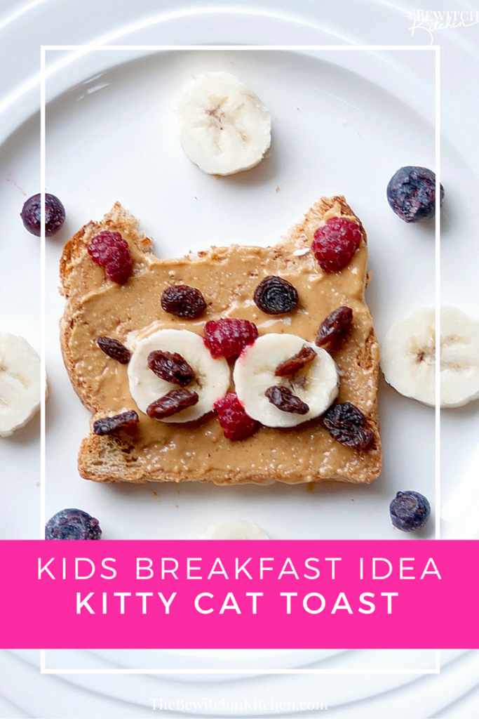 Healthy breakfast ideas for kids, I have a picky toddler who turns down everything but he loves this kitty cat toast! Pin this to your Healthy Kids Breakfast Ideas board.