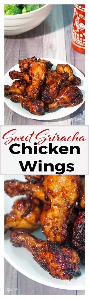 Sweet Sriracha Chicken Wings - this chicken wing recipe is the perfect blend of sweet and spicy. My husband asked me if he could go to the store, to buy more wings so I could make MORE of these tonight! Perfect for game day! | thebewitchinkitchen.com