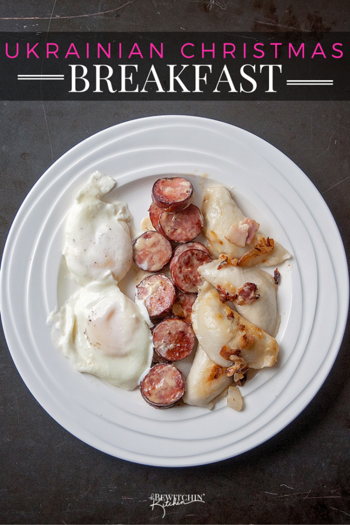 This Ukrainian Christmas Breakfast recipe is a Christmas morning tradition for my family. Perogies, ukrainian sausage, eggs and lots of cream. It's not the number 1 choice for weight loss, but it's the perfect cheat day meal. | The Bewitchin Kitchen