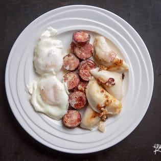 This Ukrainian Christmas Breakfast recipe is a Christmas morning tradition for my family. Perogies, ukrainian sausage, eggs and lots of cream. It's not the number 1 choice for weight loss, but it's the perfect cheat day meal. | The Bewitchin Kitchen