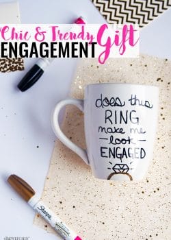 A simple and frugal DIY Engagement Gift idea! I love how easy this sharpie mug is plus the homemade gift comes from the heart. | thebewitchinkitchen.com