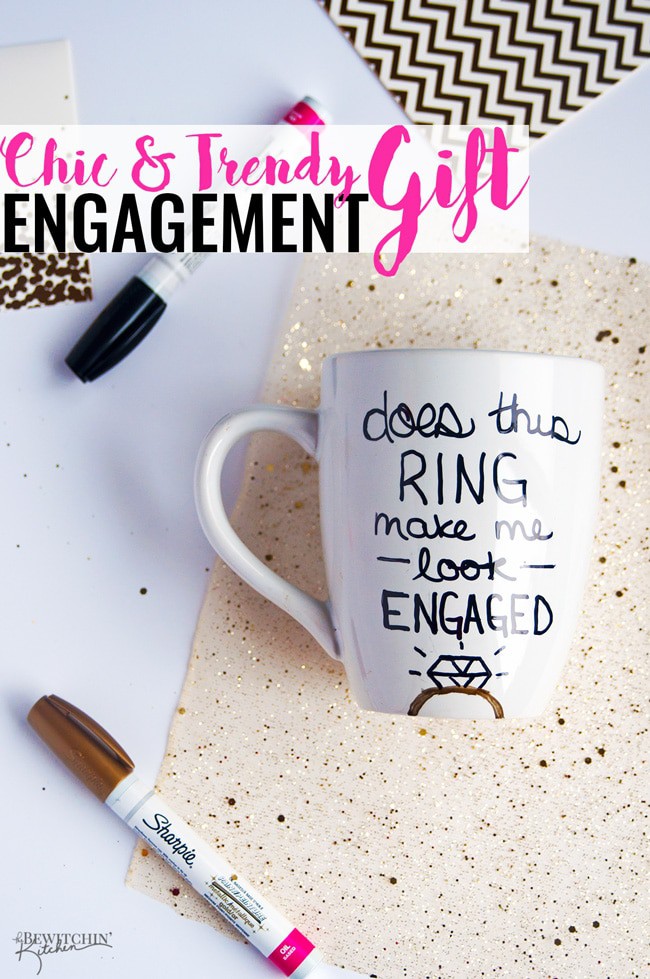 A simple and easy DIY engagement gift idea! I love how simple these sharpie mugs are plus the homemade gift comes from the heart. If you have a friend planning a wedding, make her (or him) this. 