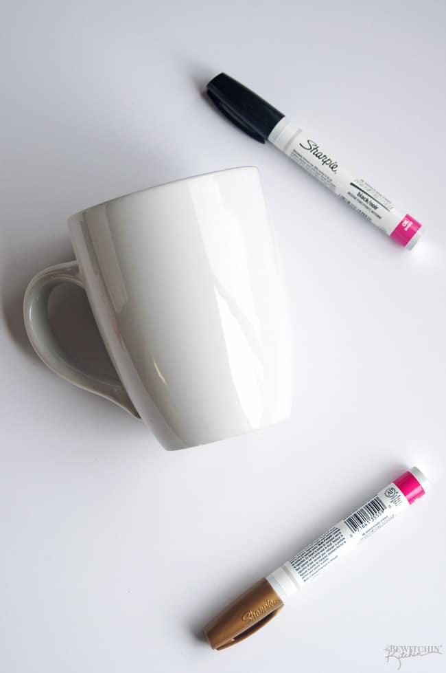 A simple and frugal DIY Engagement Gift idea! I love how easy these sharpie mugs are plus the homemade gift comes from the heart. | thebewitchinkitchen.com