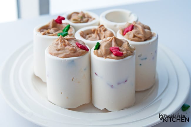 Chocolate Shot Glass with a Gingerbread Cheesecake Filling, these may be the coolest things I have ever made and they're such an easy no bake dessert too! | thebewitchinkitchen.com