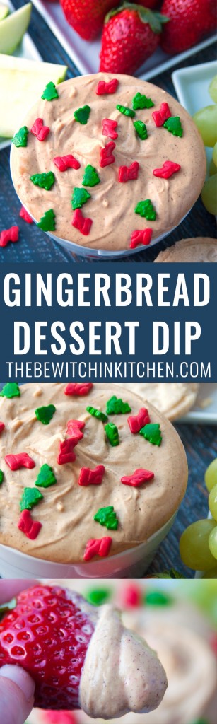 Gingerbread Dessert Dip - this no bake cheesecake dip is so easy and perfect for the winter holidays. Uses Truvia's Brown Sugar Blend to keep it as low calorie as possible. | thebewitchinkitchen.com