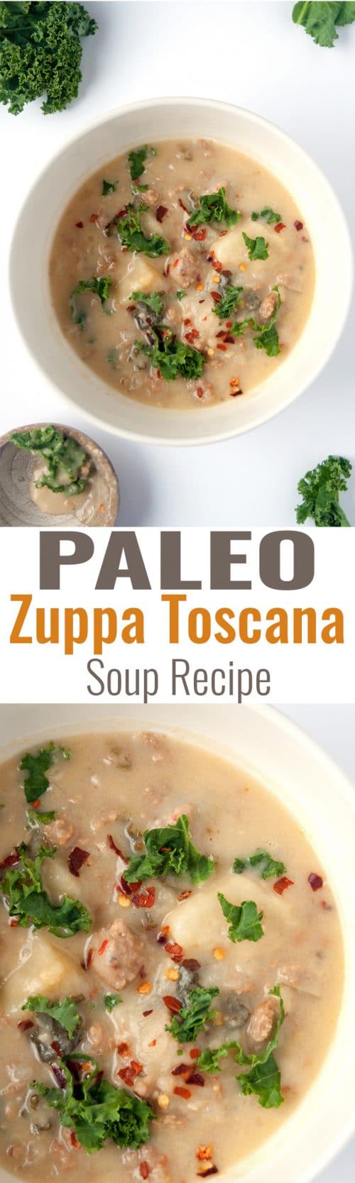 Paleo Zuppa Toscana Soup - an easy and simple paleo twist on a classic soup recipe. It's so creamy and delicious! Perfect for chilly winter nights. | thebewitchinkitchen.com