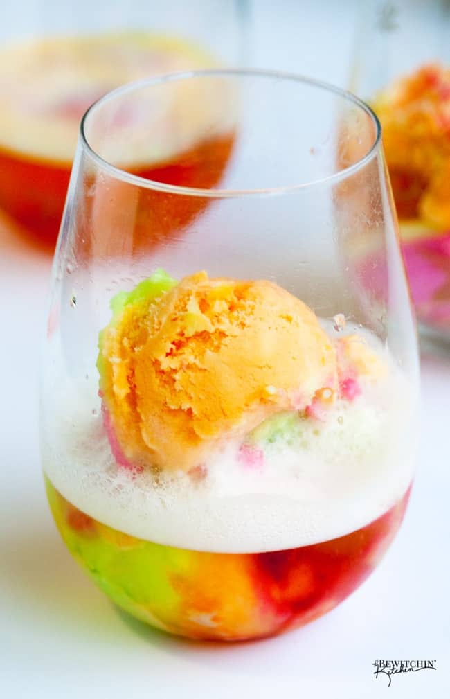 Picture of champagne with sorbet in wine glass