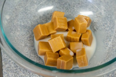 Easy homemade caramels, just pop them in the microwave with some milk and go.