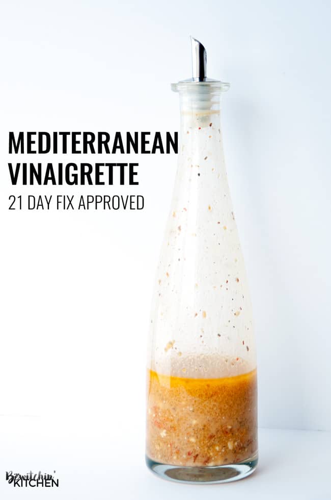 Mediterranean Vinaigrette - healthy vinaigrette recipe to spice up your salads from the Hammer and Chisel cookbook. This is also 21 day fix approved and can be used as a 21 day fix recipe. LOVE that it has feta and sundried tomato in it | thebewitchinkitchen.com