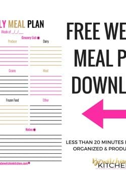 Meal Planning Worksheet Download! Make your weekly meal plan easy with this menu plan printable! This makes eating healthy easy! Fail to plan, plan to fail! |thebewitchinkitchen.com